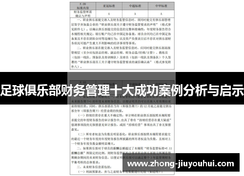 足球俱乐部财务管理十大成功案例分析与启示